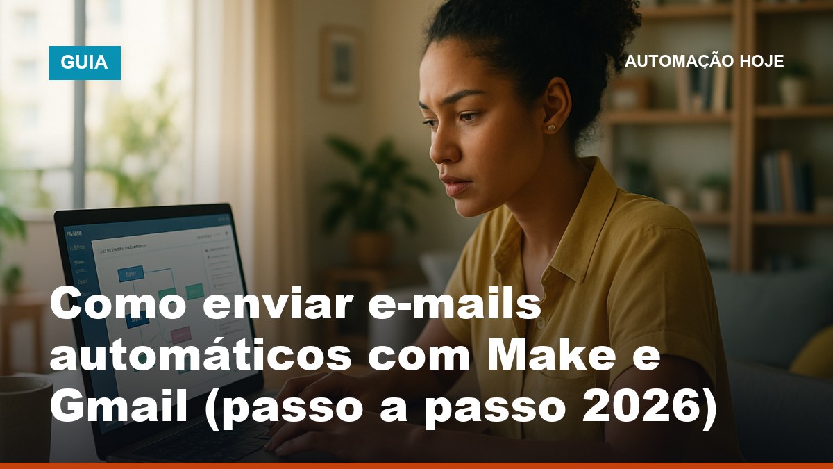 Pessoa montando cenário no Make para enviar e-mails automáticos pelo Gmail no notebook