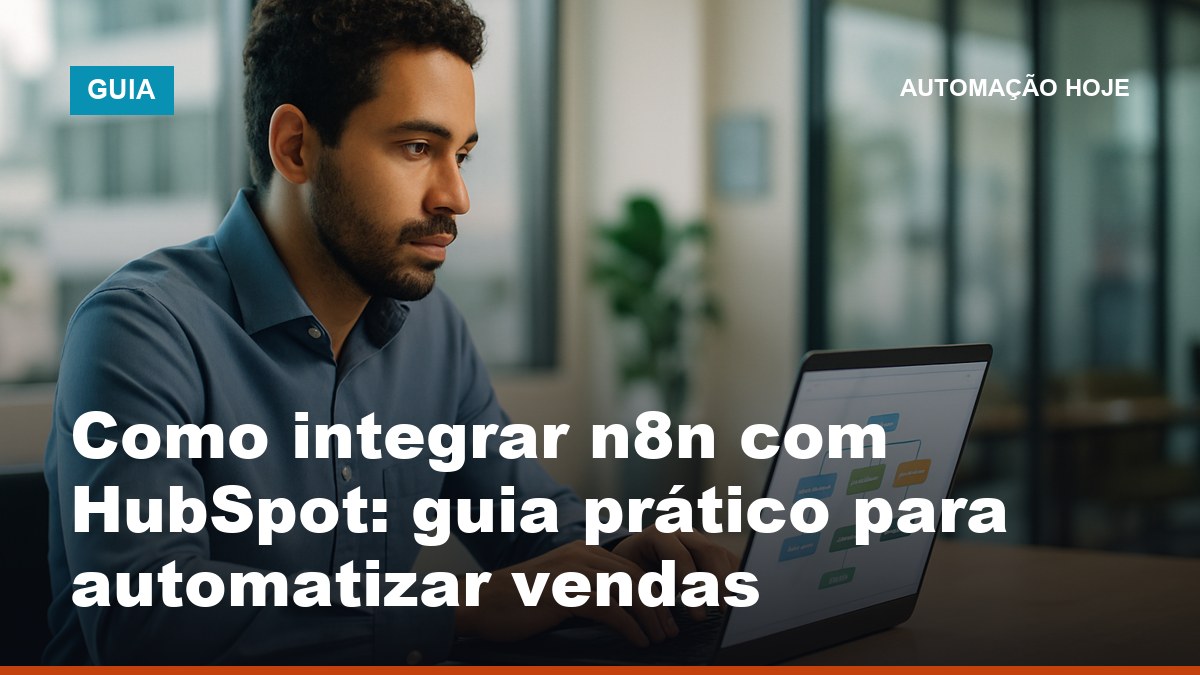 Profissional de vendas integrando n8n com HubSpot no notebook para automatizar o CRM