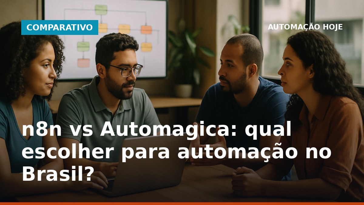 Equipe de TI brasileira comparando ferramentas n8n e Automagica para automação de processos