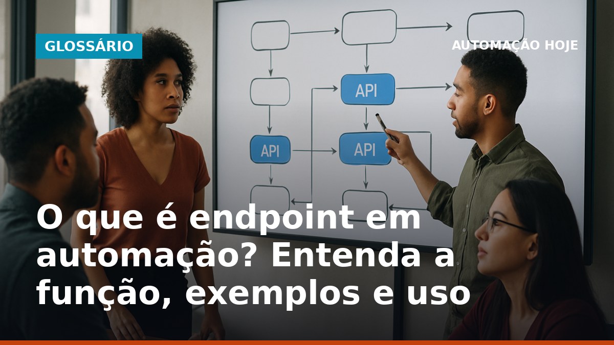 Equipe em escritório no Brasil discutindo automação com endpoints de API em tela digital