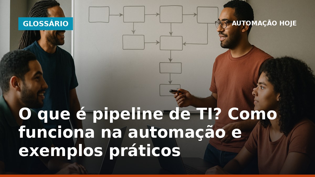 Profissionais de TI no Brasil discutindo pipeline de automação em quadro branco