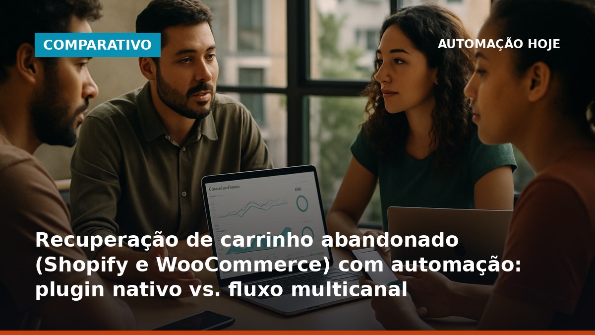 Equipe de e-commerce no Brasil analisando recuperação de carrinho abandonado com automação multicanal Shopify e WooCommerce